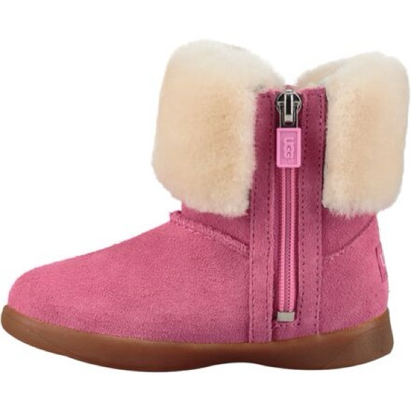 UGG Pink Boots with Cream Fur - Picture 1 of 4